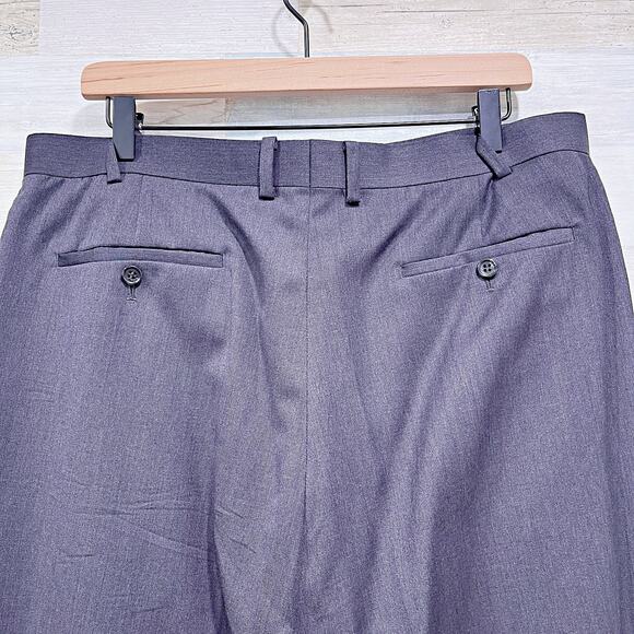 Michael Kors Wool Sharkskin 2 Pc Suit Black Mens 44L Jacket Flat Front Pants - Picture 13 of 14